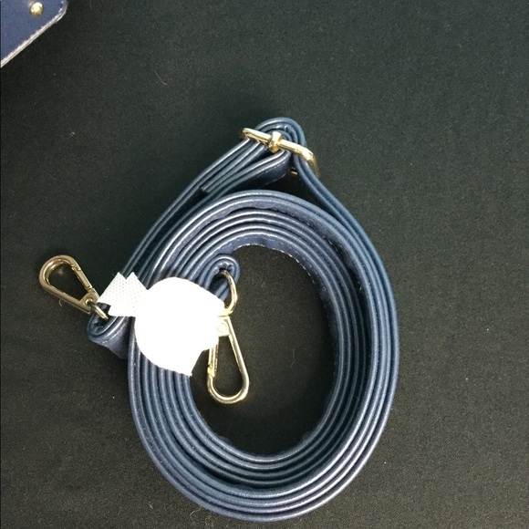 Lady NYC Purse Handbag Bag Tote Navy Blue Gold Pockets Faux Leather Pockets NWT - Picture 7 of 8